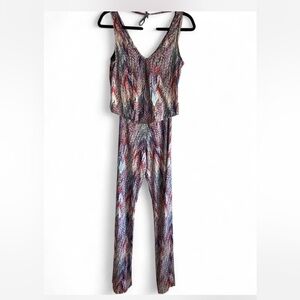 Multi-Colored Chevron Patterned Jumpsuit with Relaxed Fit